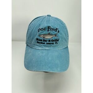 Adams Doc Ford's Rum‎ Bar & Grille Sanibel Island FL Fishing Hat Blue Tarpon